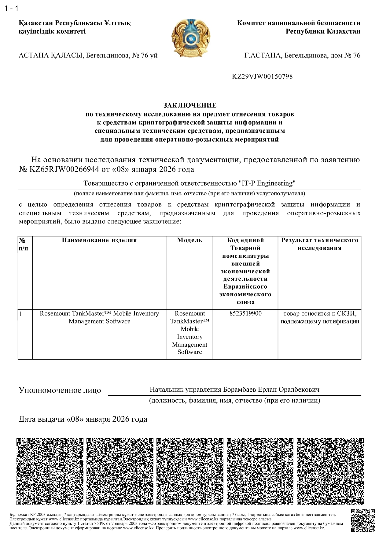 Лицензия на экспертизу средств криптографической защиты и специальных технических средств